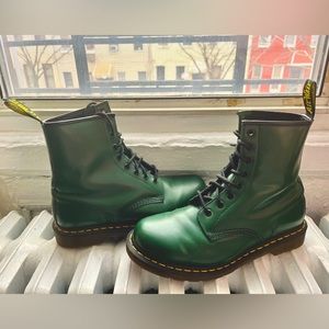 Green Dr. Marten boots, size woman’s 10